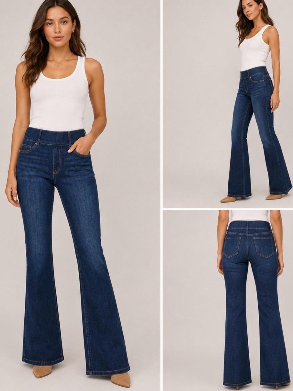 SPANX Denim Flare Leg Comfort Stretch Pull On Jeans Size M - Picture 1 of 8